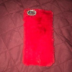 Red fur iPhone case